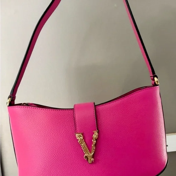 New!! Versace Virtus Hot Pink Mini Hobo Purse + COA - Picture 10 of 10